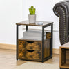 End Table Bedroom Side Stand Accent Table w/ Shelf & Drawer Rustic Brown