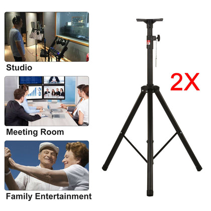 2x Quality Iron Tripod PA Speaker Stands Adjustable Height DJ Disco 50Kg Black