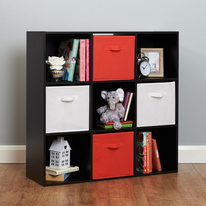 Black 9 Cube Kids Red & White Toy/Games Storage Unit Girls/Boys Bedroom Shelves