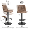Set Of 2 Microfiber Retro Tub Bar Stools Metal Frame Footrest Seat Brown