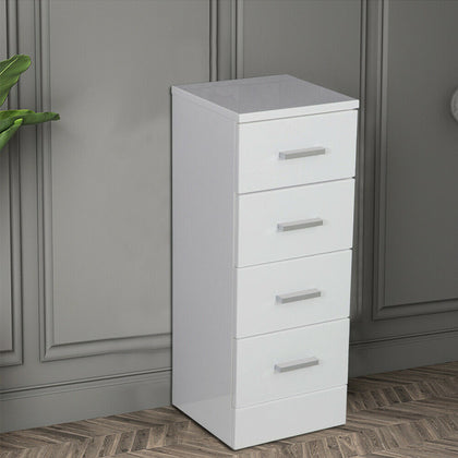 Bathroom 4 Drawer Storage Cabinet Unit Modern Gloss White Cupboard 300 x 300mm