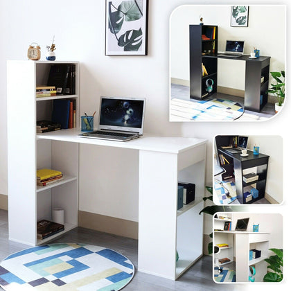 Computer Desk With Shelves Laptop Study PC Table 120cm Home Office Corner Desk