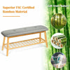 2-Tier Bamboo Hallway Shoe Bench Rack Stand Organiser Storage Upholstered Seat
