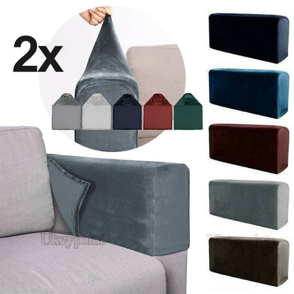 2x Stretch Velvet Armchair Covers Chair Arm Protector Cover Sofa Couch Armrest