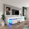 Large 200CM TV Unit High Gloss White Front - RGB LED Lights- TV Stand Cabinet