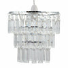 Set of 2 Modern Three Tier Easy Fit Jewelled Ceiling Light Shade Pendants