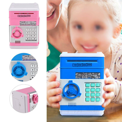 Kids Electronic Money Box Safe Piggy Bank Money Coin Note Mini ATM Cash Machine