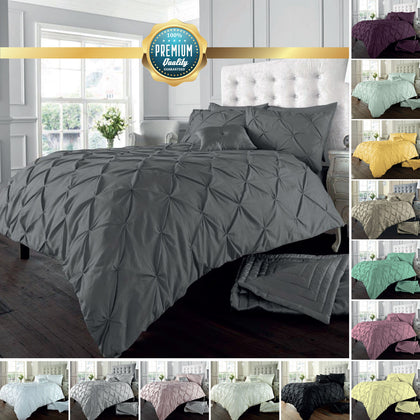 Pintuck Pleated Alford Duvet Cover Set Bedding With Pillowcase All Sizes Colours