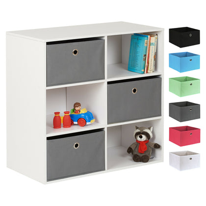 Hartleys White 6 Cube Kids Toy/Games Book Shelf Bedroom Storage Unit & 3 Drawers