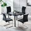 4 Pcs Velvet Dining Chairs High Back Chrome Legs Unique shaped Black Living room