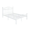 WHITE METAL DOUBLE SIZE 4FT6,HEAVY DUTY BED FRAME BASE HIGH HEADBOARD