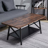 Industrial Rectangle Coffee Table 2 Tier Rustic Wood Living Room Table Metal Leg