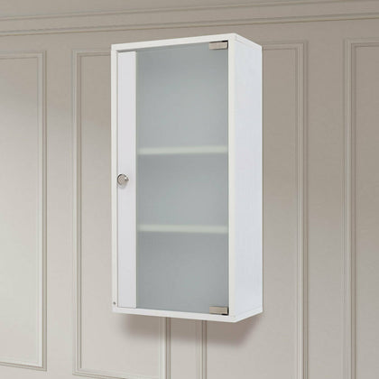 Bathroom Cabinet White Wooden Single Door Wall Mounted Unit Storage Shelf Rack