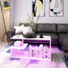 High Gloss RGB LED Lights Coffee Table Storage Side Table White Unit Living Room