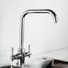 Modern Kitchen Sink Mixer Taps Dual Lever Right Angle Bend Bridge Faucets //