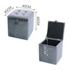 GREY Velvet Ottoman Storage Stool Footstool Box Sofa Chair Footrest Piano Seat