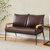 Deep Brown Faux Leather Sofa Armchairs Couches Industrial Living Room 2 Seater