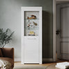 High Gloss White Display Cabinet Sideboard Cupboard Storage Door with LED Lights