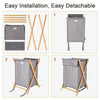 Grey Laundry Hamper Basket Bag Collapsible with Lid for Dirty Clothes Storage