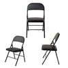 BLACK METAL FOLDING CHAIR FOLDABLE COMPUTER DESK OFFICE PARTY BACK REST CHAIRS