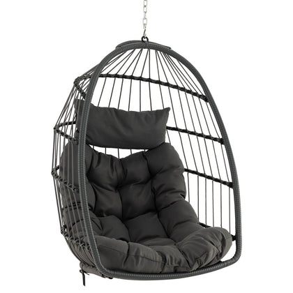 Hanging Egg Chair Egg Swing Hammock Chair w/ Head Pillow & Large Seat Cushion