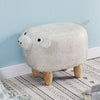 Grey Pig Animal Faux Suede Upholstered Footstool Ottoman Stool Footrest Wood Leg