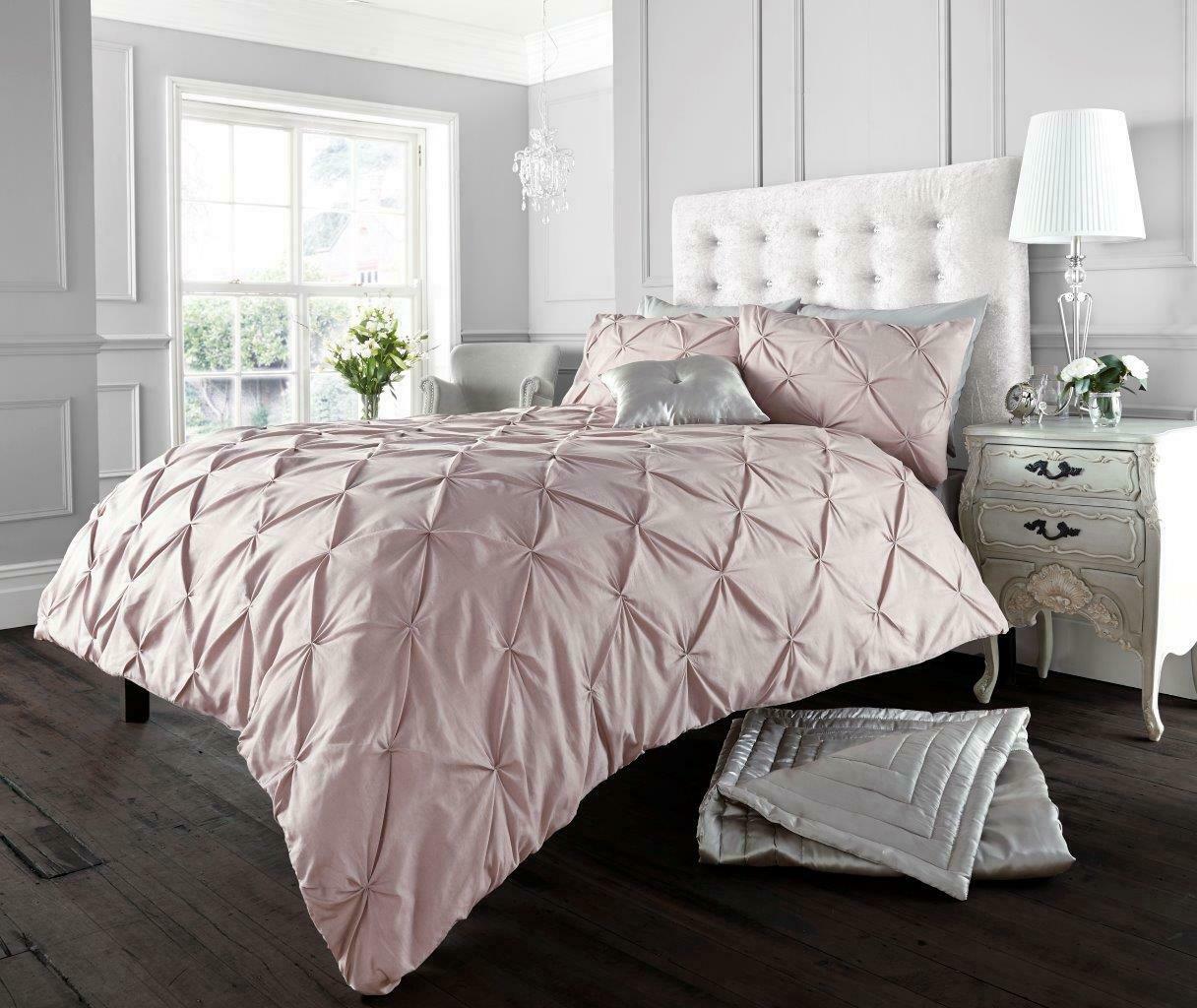 Pintuck Pleated Alford Duvet Cover Set Bedding With Pillowcase All Sizes Colours