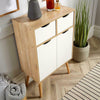 Sideboard Oak White Storage Cabinet 2 Door 2 Drawer Cupboard Solid Wood Legs