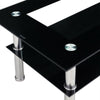 Black Glass Coffee Tea Table Modern Clear Living Room Chrome Legs Black Modern