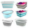 SILICON COLLAPSIBLE PLASTIC FOLDING LAUNDRY BASKET WASHING CLOTH STORAGE