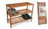 3 Tier Natural Walnut Wooden Shoe Rack Storage Stand Shelf Unit Organizer Slated