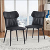 2x Black High Back Dining Chairs Faux Leather Kitchen Chairs Set Modern Design