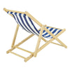 Traditional Stripe Folding Solid Wood Garden Beach Sea Pool Side Chair Deckchair
