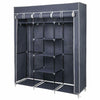 Grey Fabric Canvas Wardrobe With Clothes Hanging Rail Shelves Storage Cupboard