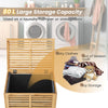 80 L Bamboo Laundry Hamper Clothes Laundry Basket Organizer W/ Lid & Handles