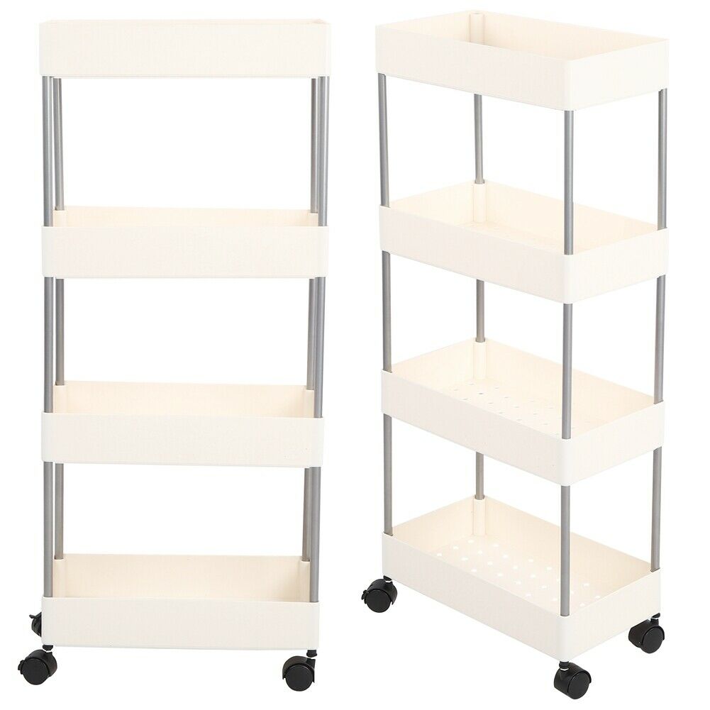 Slim Slide Out Kitchen Trolley Rack Holder Storage Shelf Organiser Mobile Stand