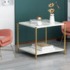 2 Tier Coffee Table Marble Effect Sofa Side End Table Storage Shelf Living Room