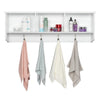 Wall Mounted 4 Hooks Heavy Duty Coat Rack Hat Rack Storage Entry Shelf MDF