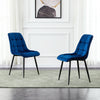 Set of 2 Blue Grey Velvet Dining Chairs Dinning Kitchen Room Metal Leg Padded