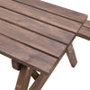 Wooden Garden Table Benches Set Beer Table with Parasol Hole Outdoor Furniture