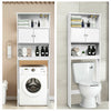 Over Toilet Cabinet Freestanding Washing Machine Rack W/ Open Shelves and Doors