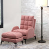 Pink Recliner Matte Velvet Tufted Futon Armchair w/Footrest adjustable Backrest