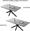 MDF Dining Table and PU Leather Chairs Set Middle Butterfly Extension Leaf Table