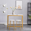 Bar Table Set Kitchen Dining Breakfast 2 High Chairs Stools Set MDF Steel White