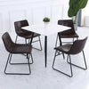 2PCS Faux Leather Dining Chairs Kitchen Dining Room Chair Industrial Metal Frame