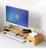 Bamboo PC Laptop Monitor Riser Stand Study Table Printer Desktop Organiz