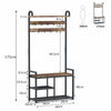 Functional Coat Rack Stand with Shoe Rack Storage Shelf & 9 Hooks Entryway Bench