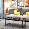 Tempered Glass Coffee Table with Metal Frame Side End Table Modern Living Room