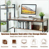 Wooden Gaming Computer Desk with Adjustable Storage Shelves Writing Study Table