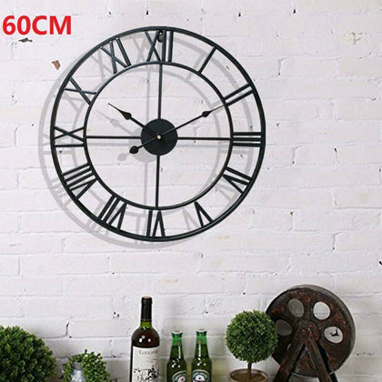 OUTDOOR GARDEN WALL CLOCK ROMAN NUMERALS LARGE OPEN FACE METAL ROUND